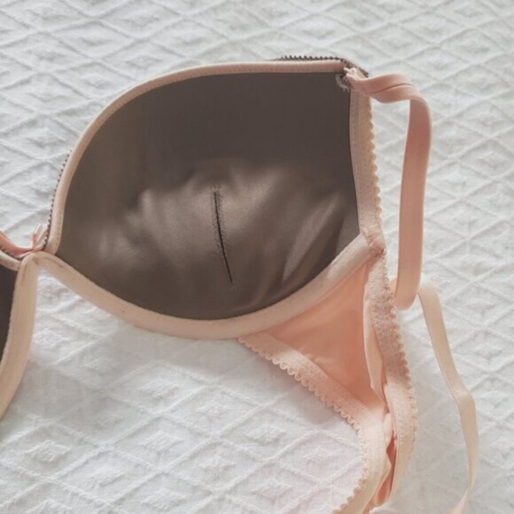 New- AERIE Peach with Taupe "EMMA" Bra- Padded- 34A - Picture 4 of 11